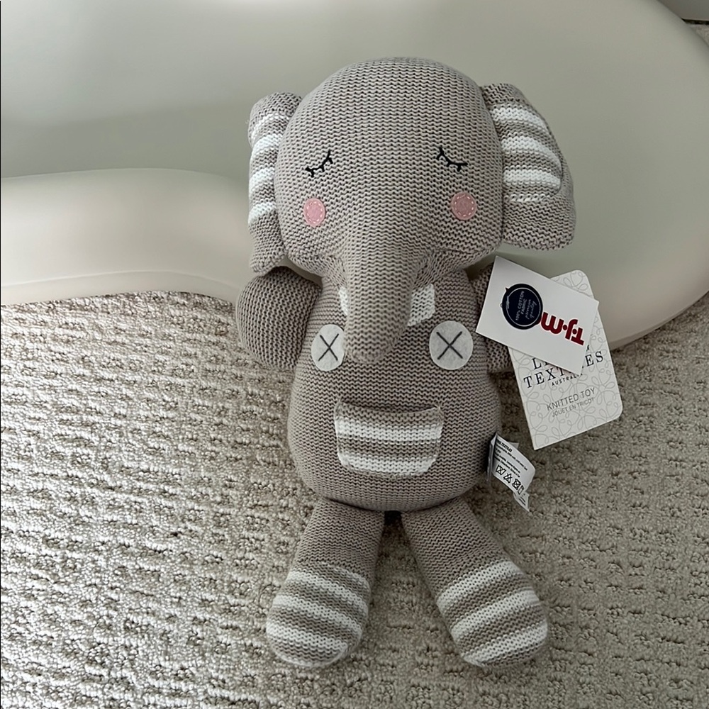 Gray Elephant Knit Plush Toy